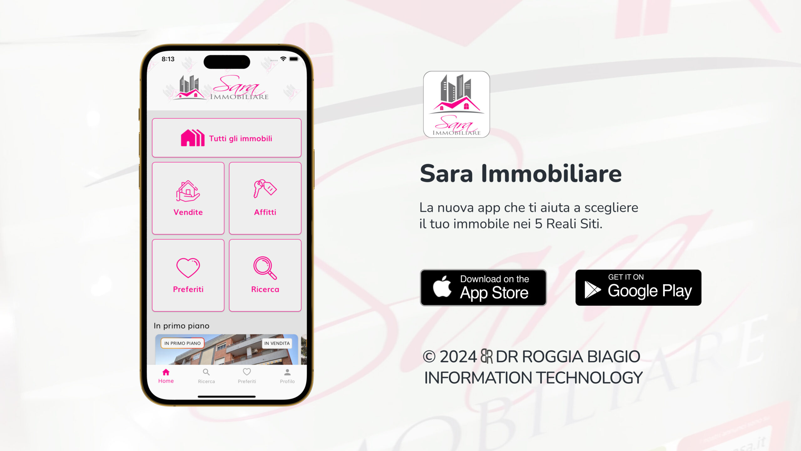 Progetto Sara Immobiliare app realizzato da Biagio Roggia