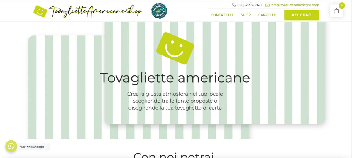 Progetto tovaglietteamericane.shop realizzato da Biagio Roggia